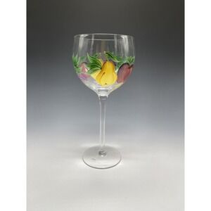 (1) Royal Danube Large 12oz Hand Painted Fruit Motif Stemmed Drinking Wine Glass